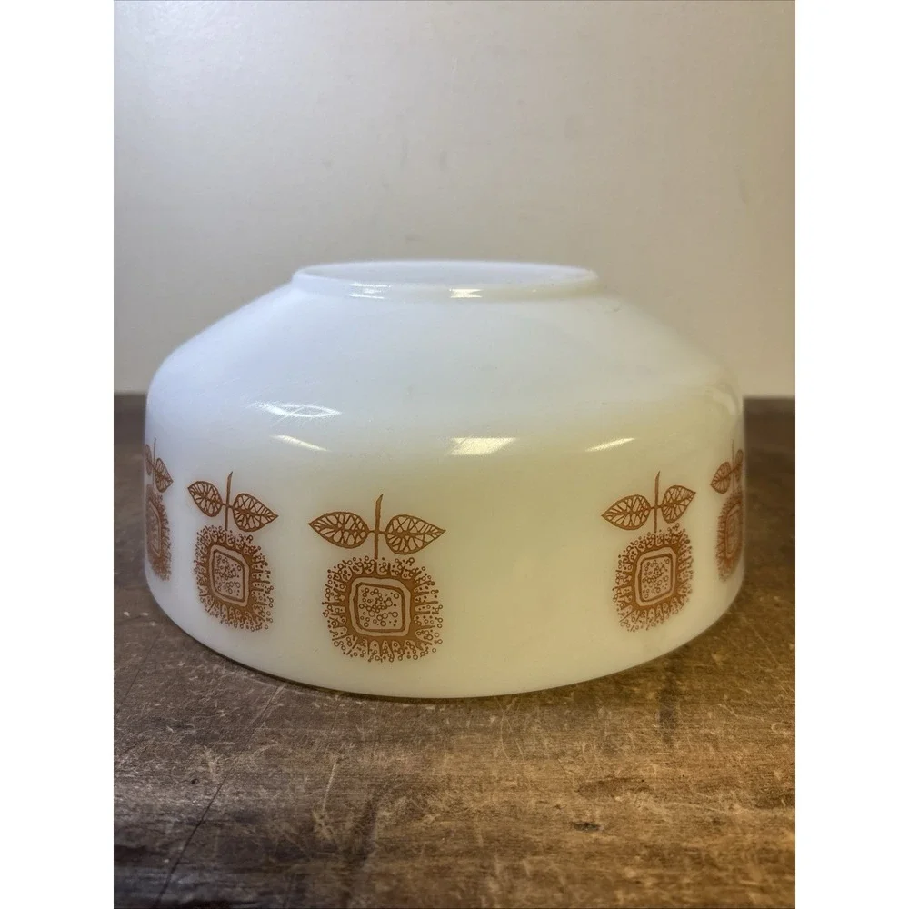 Vintage Federal Milk Glass Mixing Bowl 3 1/2 Quarts Square Sunflowers